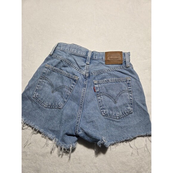 Levi's (Size 25) Denim Ribcage Shorts Medium Wash Cutoff Buttonfly High Waist - Picture 2 of 13
